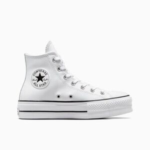 White platform leather converse